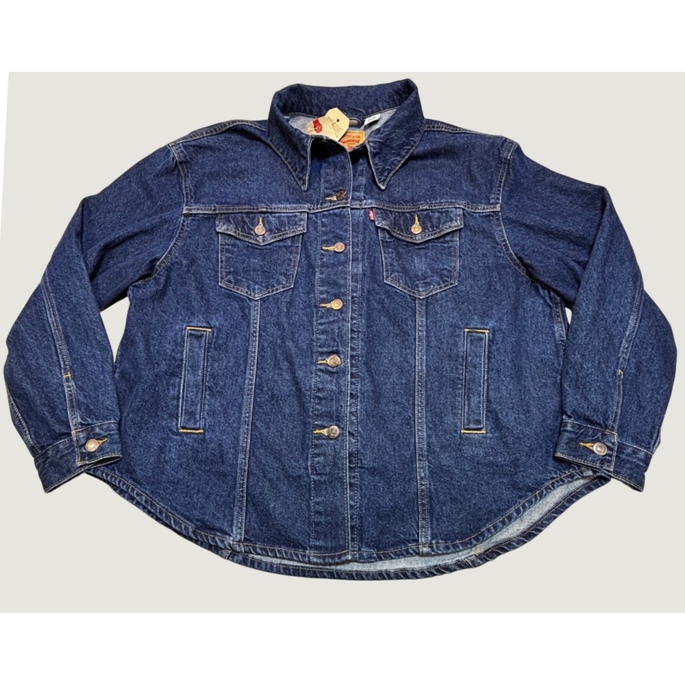 Levis Dark Wash Denim Button Up Shirt Jacket Shacket Levi Strauss Womens 1X NWT